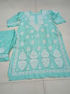 Embroidered Cotton Kurta Set
