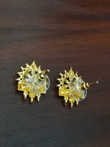 Intricate Gold Tone Sunburst Earrings
