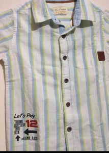 White Shirt Striped Print For 3- 4 Year Boy