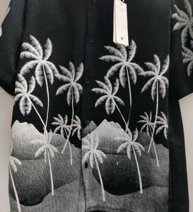 Men’s Black Palm Tree Graphic Short-Sleeve Casual