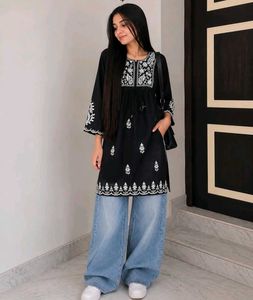 Pack of 2 Black n white Kurta with Embroidery