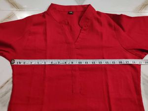 Red Kurta Set with Heart Print Pants