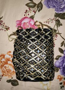 Embellished Black &amp; Gold Clutch