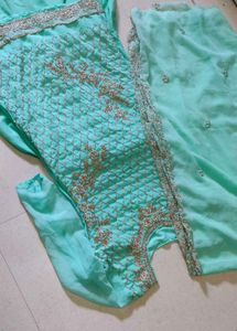 Elegant Teal Kurta Set with Embellishments