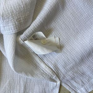 White Short Sleeve Button-Up Shirt