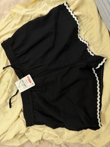 Black Scalloped Shorts