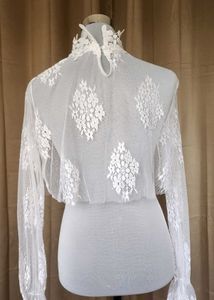 White Lace High Neck Blouse