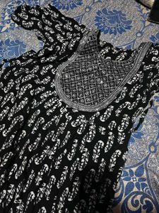 Black Printed Kurta Set