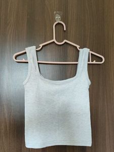 Grey Square Neck Tank Top