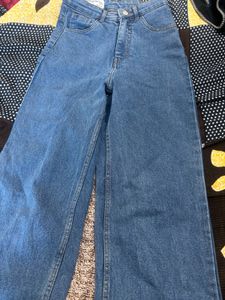 Blue Wide Leg Denim Jeans