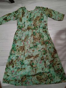 Green Printed Anarkali Kurta