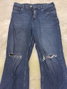 Women's Ripped Blue Flare Jeans