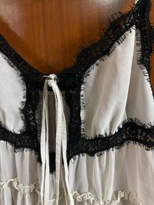 Sheer Babydoll Chemise with Lace Trim