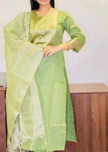 Elegant Light Green Kurta Set with Dupatta