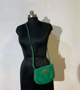 Fossil green leather sling