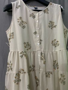 Chumbak Floral Tiered White Indowestern Dress