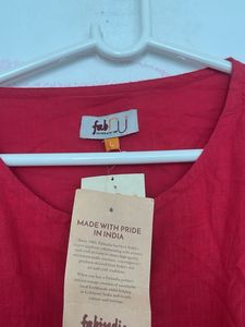 Vibrant Red Linen Blend Blouse