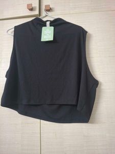 Sleeveless Black Mock Neck Top