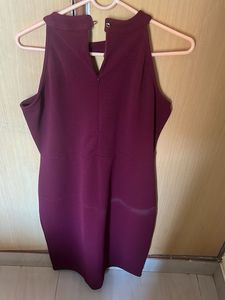 Stylish Burgundy Halter Neck Dress