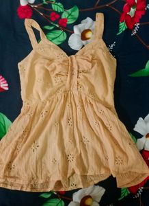 Cream Sleevless Peplum Crop Top Women