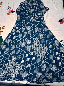 Elegant Navy Blue Printed Kurta