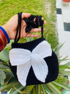 Handmade Crochet Bag with Bow