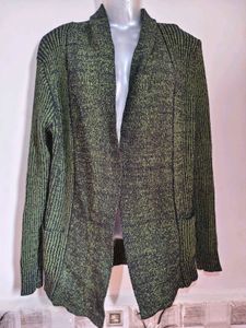 Stylish Green Textured Cardigan