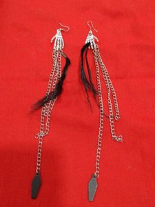 Skeleton Hand Coffin Drop Earrings