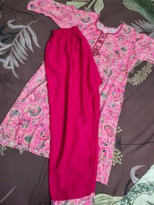 Pink Paisley Print Kurta Set