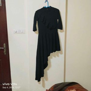 Black Asymmetrical Ruffle Top