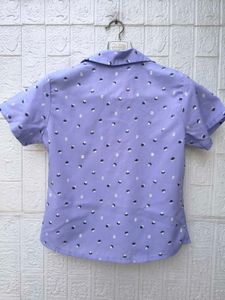 Korean Pinterest Cute Purple Polka Dot Blouse
