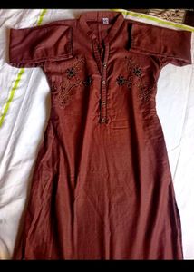 Cotton Kurti With Beads Work