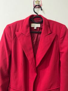 Red Single Button Blazer Jacket