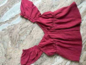 Maroon Ruffled Cap Sleeve Top