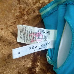 Turquoise Floral Print Bandeau Padded Bikini Top