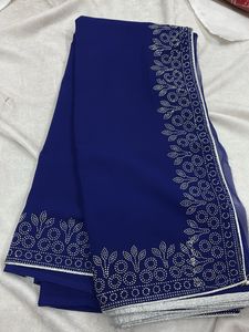 Elegant Blue Embellished Saree