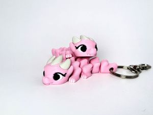 Cute Pink Dragon Articulated Keychain