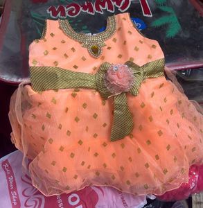 New Without Tag Orange Frock For Baby