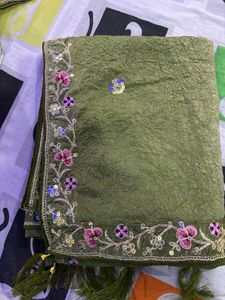 Olive Green Embroidered Lehenga Choli