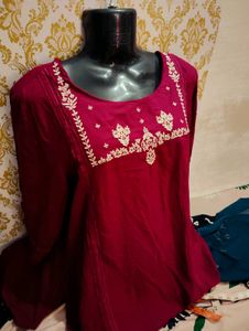 Maroon Colour Kurta Designer Neck