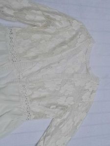 Ivory Lace &amp; Cotton Dress