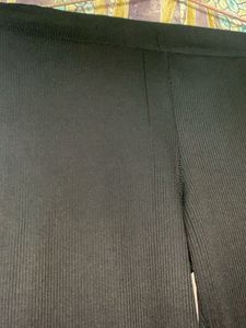 Flared Textured Black Pants