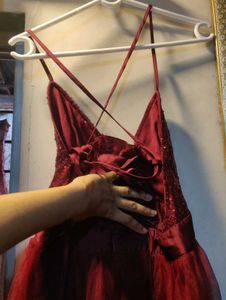 Burgundy Sequin Party Dress