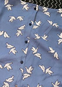 Blue Bird Print Women’s Top