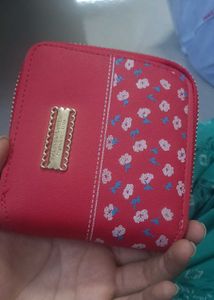 Cute Red Floral Zip Wallet