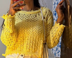 Crochet Knit Yellow Top