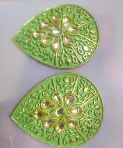 Pista Colour Kundan Earrings