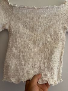 Off-Shoulder Smocked Crop Top