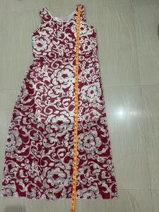 Red Floral Sleeveless Maxi Dress