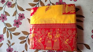 Elegant Yellow & Red Saree